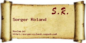 Sorger Roland névjegykártya